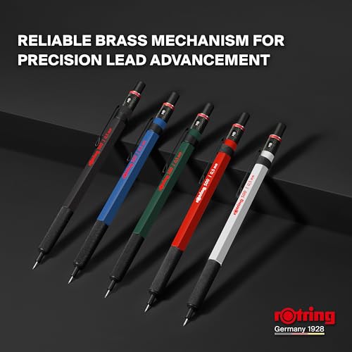 rOtring 500 Mechanical Pencil, White Hexagonal Plastic Barrel and Non-Slip Textured Metal Grip, 0.5mm, HB Lead, 1 Count - Precision, Comfort, Sleek, Writing - color: White