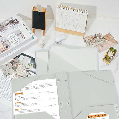 Henoyso 48 Pcs Plastic Folder with Clear Front Pocket and 3 Prongs Heavy Duty Plastic Folders with Card Slot Pocket Folders with Prongs for School Office Home(Grey，White) - color: Grey，white