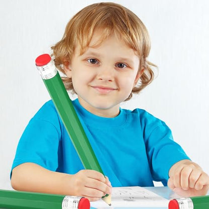 16 Inch Wooden Large Jumbo Pencils Giant Big Funny Wood Pencil with Cap and Eraser Fun Novelty Gifts for Kids School Kindergarten Home Office Prop Supplies(Green) - color: Green