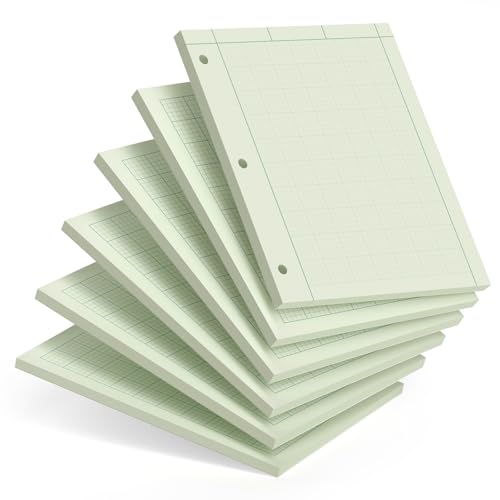 Engineering Notebook, 6 Pcs Engineering Paper 8.5 x 11, 5x5 Quad Ruled | Top Glue Binding Engineering Computation Pad 8.5 x 11, 3-Hole Punched Grid Paper, Graph Paper Notebook 100 Sheets Per Pad - style: 6 Pack - 600 Sheets