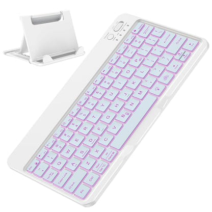 OMOTON Rechargeable Ultra-Slim Keyboard with Upgrade Oversize Keycaps, Adjustable Stand and Backlit, Wireless Bluetooth Keyboard for Samsung Tablet, iPad, Smartphone, Android, iOS, Windows, Blue - color: Blue