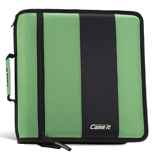 Case-it School Zipper Binder | 2" O-Rings | 350-Sheet | D-251 Canopy Green | Classic, Multiple Storage Pockets, Shoulder Strap, School & Office Organizer - color: Canopy Green, size: 1 Pack