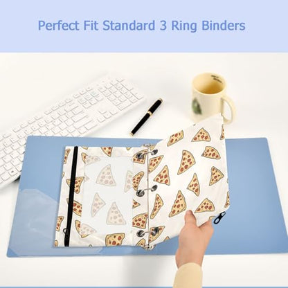Studying 2 Pack Triangle Pizza in Sausage Pattern 3 Ring Binder Pencil Pouch Bags,Clear Window Zipper Storage Case for Boys Girls School Office Supplies Cosmetics Organizers - color: Multi-pizza