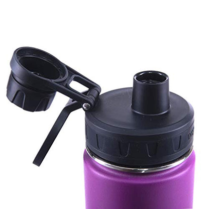 DRINCO Stainless Steel Water Bottle Spout Lid Vacuum Insulated Double Wall Water Bottle Wide Mouth (40oz 32oz 22oz 18oz 14oz) Leak Proof Keep Cold Sport Camping Hiking (22 oz, 22oz Purple) - color: 22oz Purple, size: 22 Ounces