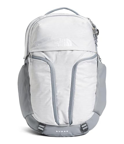 The North Face Women's Surge Commuter Laptop Backpack - Everyday Travel Bag, Laptop Sleeve, Water-Repellent, TNF White Metallic Mélange/Mid Grey-NPF, One Size - color: Tnf White Metallic Mélange/Mid Grey-npf