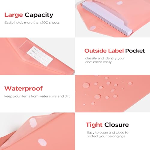 Sooez 10Pack Plastic Envelopes, Plastic File Folder, Folders for Documents Retro Colors, Super Heavyweight Document Holder, Storage Pouches, File Envelopes for School Office Supplies - style: Retro