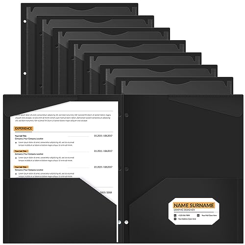 Henoyso 24 Pcs Black Plastic Folders with 2 Pockets and Clear Front Pocket 3 Holes Bulk Heavy Duty Letter Size Folders for Back to School, Office & Home, Classroom Organization - color: Black