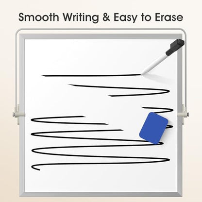 MaxGear Small White Board with Stand, 10" x 10" Double-Sided Whiteboard | Desk Mini Dry Erase Board for Drawing, Kitchen Grocery List, Memo, Planning, Magnetic Surface Aluminium Frame - size: 10"W x 10"H