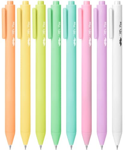 Mr. Pen- Retractable Gel Pens, 8 Pack, Macaron Pastel Color Ink | Fine Point 0.7 mm, Fast Dry, Smooth Writing, Cute Gel Ink Pens for Drawing, Writing Planner and School Supplies