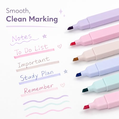 Pastel Highlighters, 12 Pack Dual Tip Highlighter Set with Chisel and Fine Tips, Aesthetic Bible Highlighters No Bleed Through for Journaling, Bible Study, Planner, Note Taking, School and Office