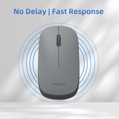 Philips Wireless Bluetooth Mouse for Laptop, Bluetooth Mouse for MacBook Pro/Air and iPad, Travel Silent USB Wireless Mice, BT 3.0/5.0 and 2.4GHz USB Dongle, 1600 DPI, 12-Month Battery Life