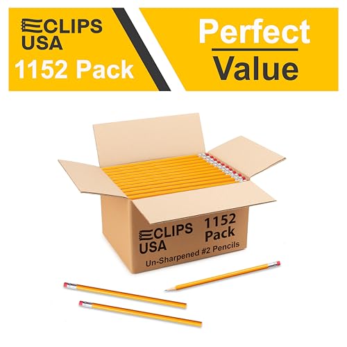 E-CLIPS USA Pencils #2 (1152 Pack) Number 2 Pencils Sharpened Bulk School Supplies Office Supplies (1152 Pack) - style: 1152 Pack