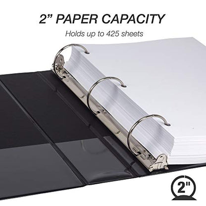 Samsill 4 Pack Durable 2 Inch 3 Ring Binders, Round Ring, Clear View Cover for Presentations, Black - color: Black, size: 2-Inch