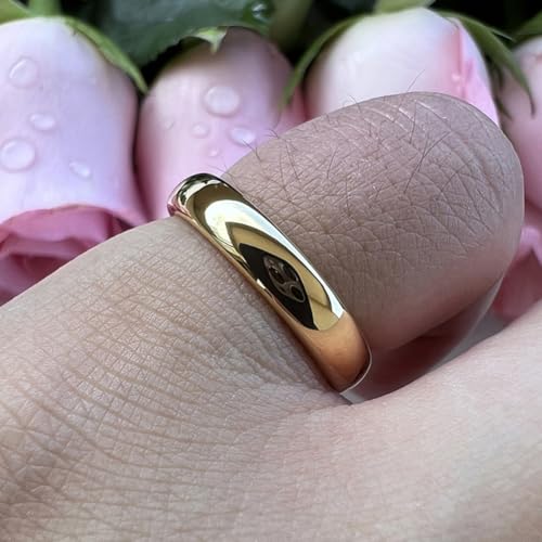 TUTISS 3mm 4mm 5mm 6mm 7mm 8mm 10mm Silver/Gold Tungsten Rings for Men Women Couple Fashion Jewelry Engagement Wedding Bands Domed Polished Comfort Fit - color: 4mm Gold Tungsten