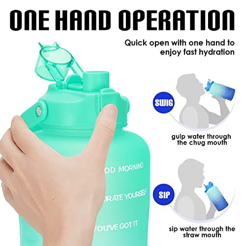 HydroPal 1 Gallon Water Bottles with Straw, 128 oz Water Bottle BPA Free Innovative 2-IN-1 Lid Gym Bottle with Times to Drink Motivational, Large for Sports Fitness Camping Water Jug （13.8X5.5 inch） - color: Summer Coast