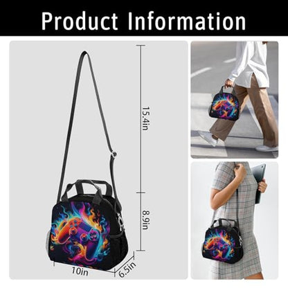 Game Lunch Bag Reusable Insulated Lunch Box Large Capacity Meal Tote for Kids Women Men Cooler Bag Waterproof Adjustable Shoulder Strap Gamer Lunch Tote for Work School Picnic Travel Hiking Office - color: Game08