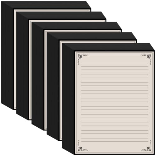 (5-Pack) Vintage Lined Paper - 250 Sheets Stationary Paper for Writing Letters, 100gsm, Stationery for Writing Letters, Invitations, Stationery Writing Papers, 8.5'' x 11'' - color: Black, size: 5-Pack