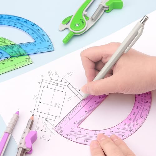 ZZTX 180-Degree Protractor and Compass Set 3 Colors | Precision drawing, 180° measurement, Student geometry