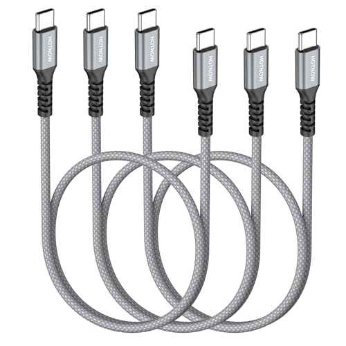 USB C to USB C Cable, 1.5FT 3 Pack,Type C to C Cable Fast Charging 65W Charger Cord for iPhone 17 16 15 Pro Max, Samsung Galaxy S25 S24 S23 S22, Pixel, iPad Pro, MacBook Pro/Air and Power Bank - color: Grey+White, size: 1.5FT