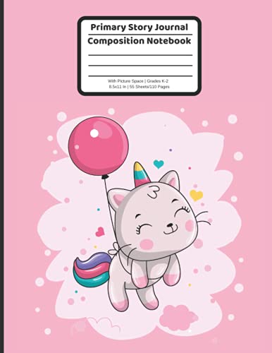 Kitty Primary Story Journal Composition Notebook With Picture Space Grades K-2: Kindergarten Hand Writting Practice Book, Dotted Midline with Drawing Area, Practice Draw and Write