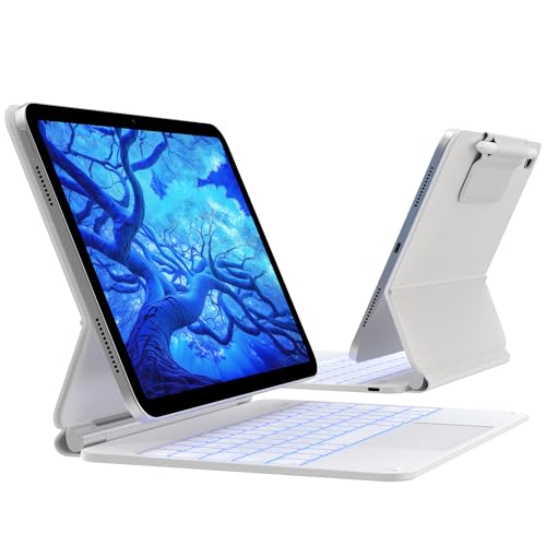typecase Edge Keyboard Case for iPad 11th Gen A16 (2025) & 10th Gen 10.9" (2022) – Multi-Touch Trackpad, 11-Color Backlit Magic-Style Keyboard – Floating Magnetic Stand, Pencil Holder – Ivory White - color: Ivory White