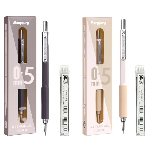 2 Pack 0.5 mm Metal Mechanical Pencils Set,Lead Drafting Pencil with 2 Tube Lead Refills for Art Writing, Sketching Drawing - size: 0.5mm