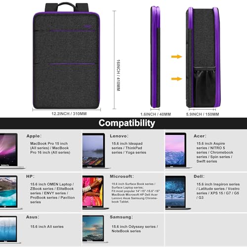 ZINZ Slim & Expandable Laptop Backpack 15 15.6 16 Inch Case, Water Resistant Travel Backpack Compatible with MacBook Pro/Neo 16" 15", Dell XPS 15 16 and Most 15" 15.6" 16" Notebooks，B01PU01 - color: B01pu01, size: 15"-16"