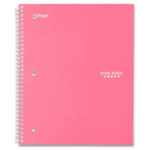 Five Star Wirebound Notebook, 1-Subject, 100 Wide-Ruled Sheets, 10.5 x 8 Inch Sheet Size, Pink (72013) - color: Pink