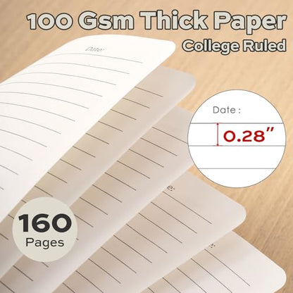 deli Beige Lined Spiral Journal Notebook, 160 Pages, A5 (5.5"x8") Hardcover Writing Notebook, College Ruled Spiral Bound Journal for Women & Men - Perfect for Work, School, Office & Note Taking - color: Beige