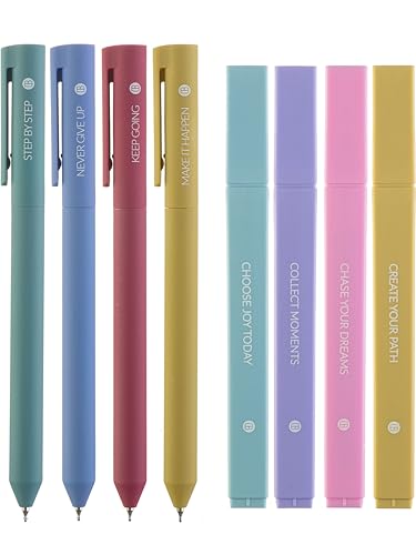 DIVERSEBEE Aesthetic Highlighters and Gel Pens, Pastel Bible Highlighters No Bleed, 8 Pack Assorted Colors Cute Journaling Pens, Bible Study Supplies (Create) - color: Create