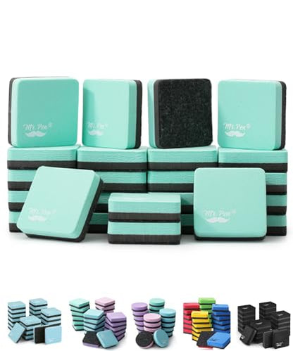 Mr. Pen- Mini Magnetic Dry Erase Erasers, 2" x 2", 24 Pack, Green | Small Magnetic Whiteboard Dry Erase Erasers Bulk for Kids, Teachers, Students and Classroom Supplies - color: Green, size: Square