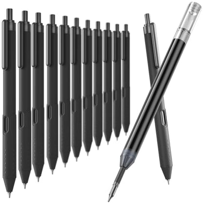 12 Pack Gel Pens Black Ink 0.7mm Smooth Writing Retractable Pen | Medium Point, Long-lasting, Quick-Drying, Silicone Touch Soft Grip, Journaling, Taking Note for School Office Supplie - color: 0.7MM-Black Ink-12 PCS