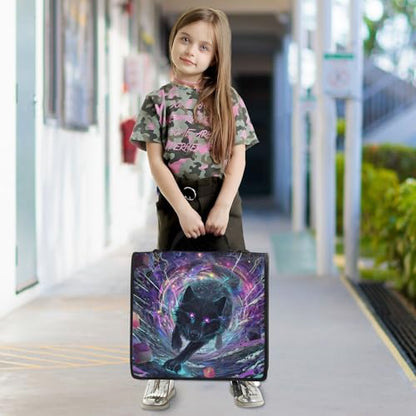 Black Wolf Purple Eyes Galaxy Zipper Binder Bag 3 Ring Binder with Shoulder Strap Zip Up 500 Sheets Capacity Multi Pockets for School Office Supplies - color: Multi3953, size: Fit 500 Sheets