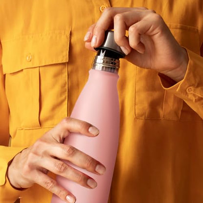 Mont-Clair Stainless Steel Water Bottle, Vacuum insulated - BPA Free, 12h Hot & 24h Cold Drinks, Metal Water Bottle 17 oz Leakproof, Ideal for Adult, Kids, Running - Mellow Rose - color: Mellow Rose, style: 17 Ounces