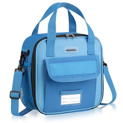 REDSHELL Lunch Box Kids, Large Insulated Lunch Bag for Boys, Dark Blue | Tactical Style, Cooler Lunchbag, Square Toddler Lunchbox, School & Daycare, Lunch Tote, Water Bottle Holder, Adjustable Strap - color: Dark Blue
