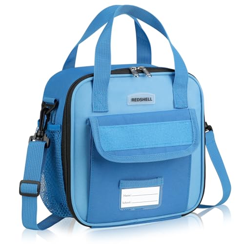 REDSHELL Lunch Box Kids, Large Insulated Lunch Bag for Boys, Dark Blue | Tactical Style, Cooler Lunchbag, Square Toddler Lunchbox, School & Daycare, Lunch Tote, Water Bottle Holder, Adjustable Strap - color: Dark Blue