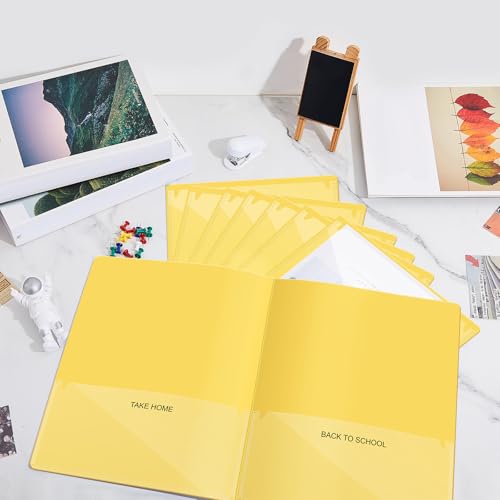Henoyso 100 Pcs Folders Take Home Heavy Duty 2 Pocket Homework Folder for Students Parent Teacher Communication, 11.8 x 9.45 Inch(Yellow) - color: Yellow