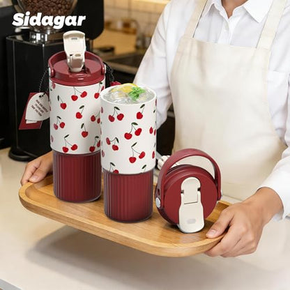 26oz Insulated Water Bottle with Straw & Spout Dual Lid, 316 Stainless Steel Tumbler, 100% Leakproof Vacuum Flask, Vibrant Cherry Red Aesthetic Coffee Cup, Travel & Gym Ready - color: Cherry Red