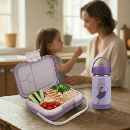 Bento Midi Lunch Box with carrying handle – 4 No-Mix Compartments | Microwave & Dishwasher Safe,Removable Tray | 900ML OZ (Purple Dark Powder Clevapirouette Friend) - color: Purple Dark Powder Clevapirouette Friend
