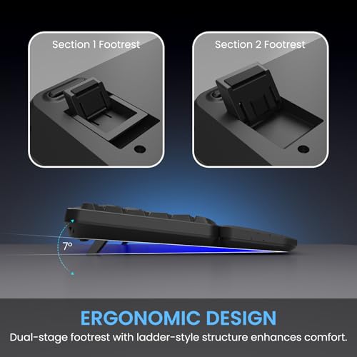 COLIKES Ergonomic Wireless Keyboard and Mouse Silent, Rechargeable Wave Keyboard with 15 Lighting RGB Backlit Effects, Soft Leather Wrist Rest, 3200 DPI Mouse for PC Computer Laptop Windows Mac