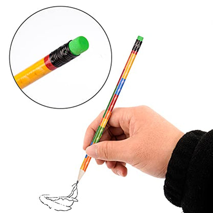 Kolewo4ever 200 Pieces Building Block Wood Pencils Colorful Round Pencils with Top Erasers Students Birthday Goody Bag Bulk Filler for Exams School Office Sketching Learning Activities