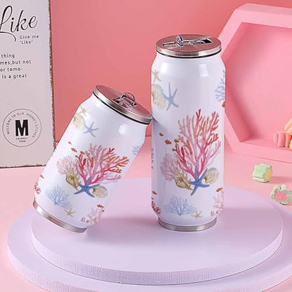 T&H XHome Ocean Corals 10oz Stainless Steel Tumbler with Lid & Straw-Double Wall Vacuum Insulated Travel Mug Summer Shell Starfish Marine Life Water Bottle Coffee Beverage Drinks Cup - size: 10 Ounces