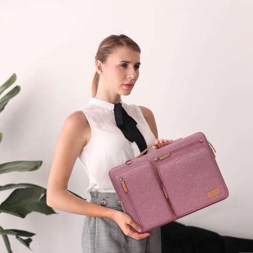 MOSISO 360 Protective Laptop Shoulder Bag,13-13.3 inch Computer Bag Compatible with MacBook Pro 14, HP, Dell, Lenovo, Asus Notebook,Side Open Messenger Bag with 4 Zipper Pockets&Handle, Dusty Rose - color: Dusty Rose, size: 13.3 inch