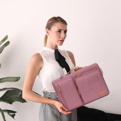 MOSISO 360 Protective Laptop Shoulder Bag,13-13.3 inch Computer Bag Compatible with MacBook Pro 14, HP, Dell, Lenovo, Asus Notebook,Side Open Messenger Bag with 4 Zipper Pockets&Handle, Dusty Rose - color: Dusty Rose, size: 13.3 inch
