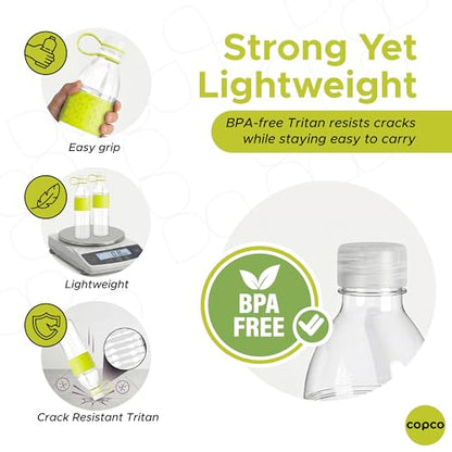 Copco Hydra Water Bottle 20 Oz - Lime Green, Set of 2 | Spill-Guard Leak-Resistant Lid, Minimizes Spills for Commuting, Workouts & Everyday Hydration, 20 Oz Capacity Per Bottle - color: Lime Green