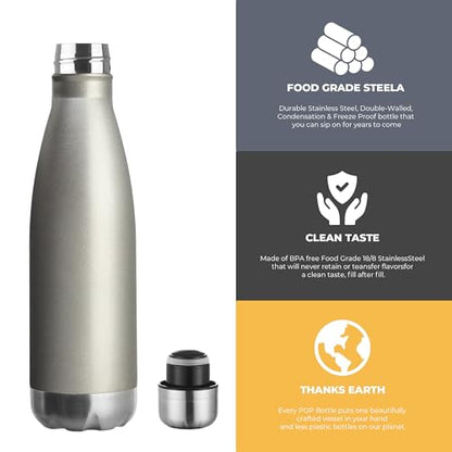 MEWAY 17oz Sport Water Bottle 8 Pack Vacuum Insulated Stainless Steel Leak-Proof Double Wall Cola Shape Water Bottle,Keep Drinks Hot & Cold (Cold Gray,8 Pack) - color: Cold Gray