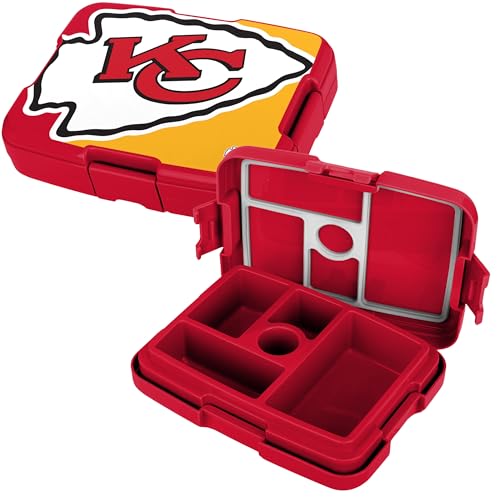 FOCO NFL Unisex-Adult Officially Licensed 2-Tone Big Logo Team Color Football Leak Proof 5 Compartment Bento Lunch Box - Kansas City Chiefs - color: Kansas City Chiefs