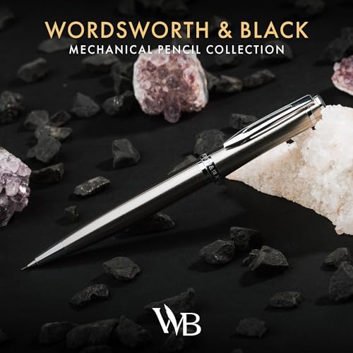 Wordsworth and Black Mechanical Pencil Graphite Lead- Stunning Luxury Metal Pencil, Silver Chrome Finish, 0.7mm Led, Best Gift Set for Men & Women, Professional Executive Office Pencils - color: Silver Chrome