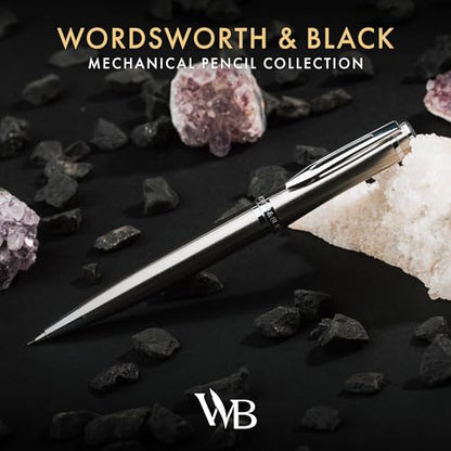 Wordsworth and Black Mechanical Pencil Graphite Lead- Stunning Luxury Metal Pencil, Silver Chrome Finish, 0.7mm Led, Best Gift Set for Men & Women, Professional Executive Office Pencils - color: Silver Chrome