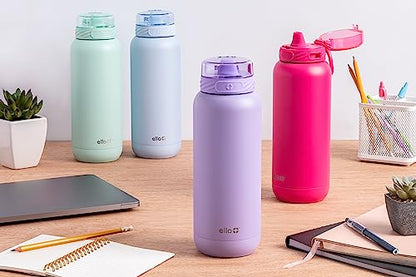Ello Cooper 22oz Stainless Steel Water Bottle with Straw and Carry Handle, Double Walled and Vacuum Insulated Metal, Leak Proof Locking Lid with Soft Silicone Spout, Reusable, BPA Free, Yucca - color: Yucca, size: 22 Ounces